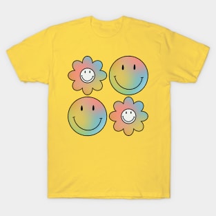 Psychedelic Flowers & Smileys T-Shirt